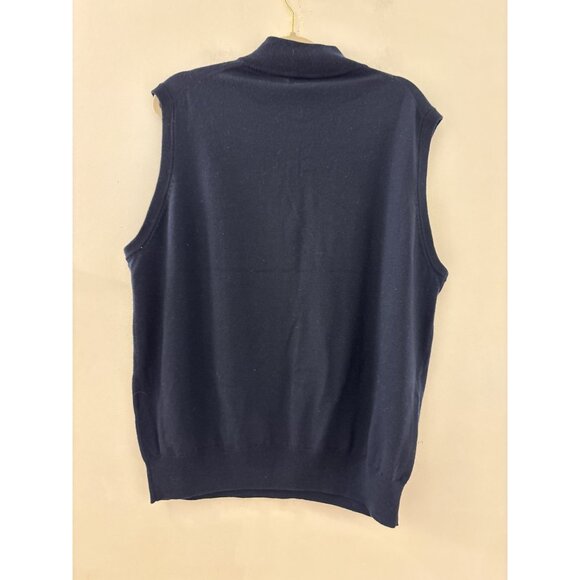 Peter Millar Men's Navy Blue Quarter Zip Merino Wool Vest Size XL Academia - Picture 2 of 3
